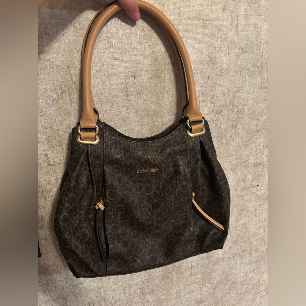 Calvin Klein Dark Brown Monogram Shoulder Bag